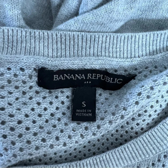 Banana Republic Light Heather Gray Sweater Small Open Tight Knit Mix Pullover - Picture 6 of 6